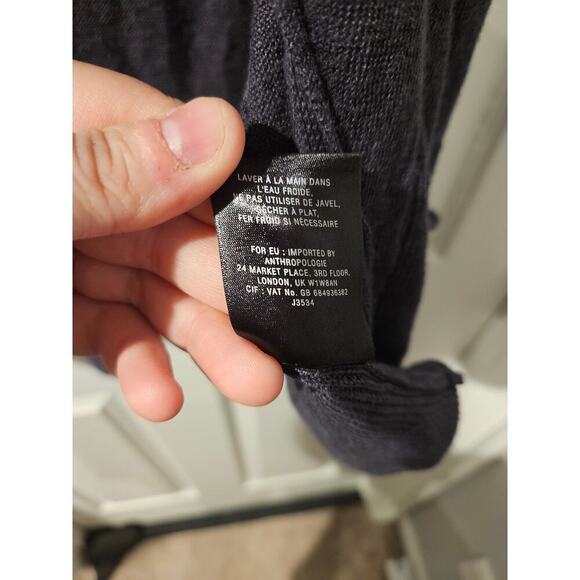 Angel of the North Anthropologie Large Linen Blend Caped Open Cardigan Blue Gray - Picture 4 of 7